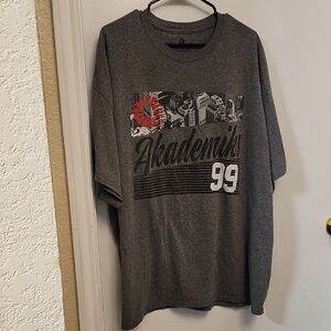 Akademiks Dark Gray Graphic Tee with Red and White Accents